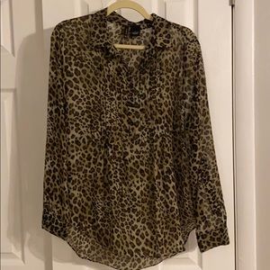 Leopard print, sheer, tunic-style blouse